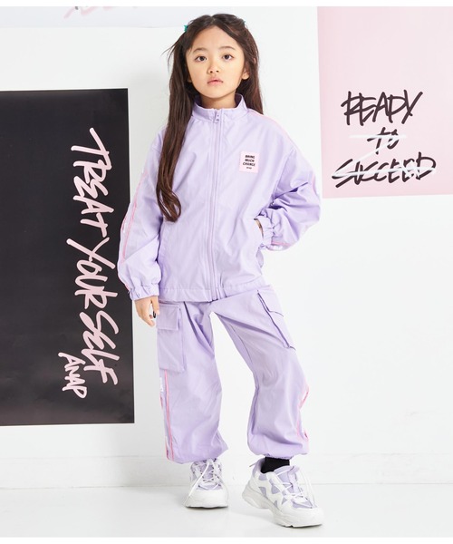 ANAP kids（アナップキッズ）の「パイピングラインウィンドブレーカー（ブルゾン・キッズ・ブラック/ラベンダー・110cm/120cm/130cm/100cm）」の13枚目の写真