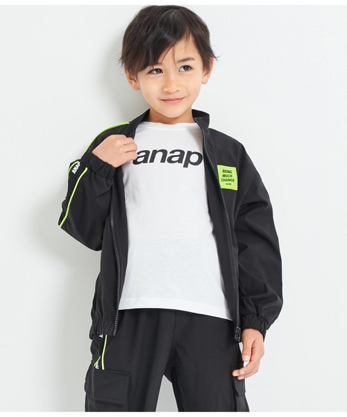 ANAP kids（アナップキッズ）の「パイピングラインウィンドブレーカー（ブルゾン・キッズ・ブラック/ラベンダー・110cm/120cm/130cm/100cm）」の6枚目の写真