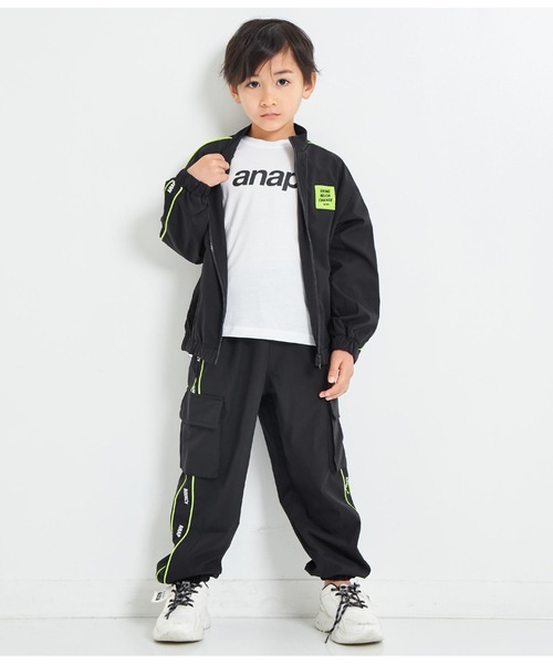 ANAP kids（アナップキッズ）の「パイピングラインウィンドブレーカー（ブルゾン・キッズ・ブラック/ラベンダー・110cm/120cm/130cm/100cm）」の7枚目の写真