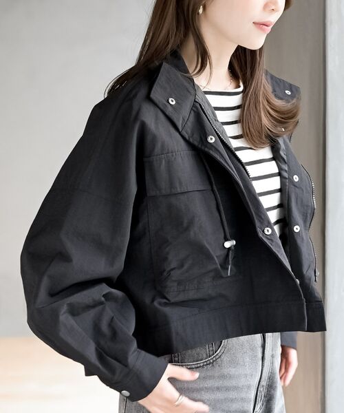 rps（アールピーエス）の「スタンドショートナイロンジャケット（ナイロンジャケット・レディース・アイボリー/ライトカーキ/ブラック/ベージュ・フリー）」の22枚目の写真