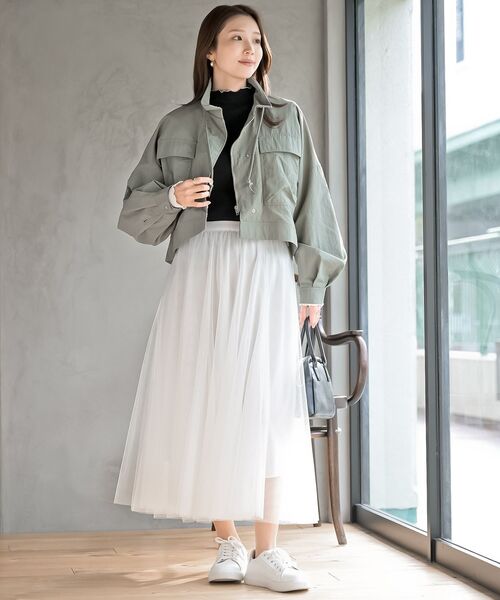 rps（アールピーエス）の「スタンドショートナイロンジャケット（ナイロンジャケット・レディース・アイボリー/ライトカーキ/ブラック/ベージュ・フリー）」の13枚目の写真