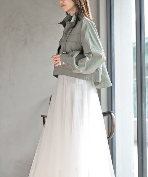 rps（アールピーエス）の「スタンドショートナイロンジャケット（ナイロンジャケット・レディース・アイボリー/ライトカーキ/ブラック/ベージュ・フリー）」の12枚目の写真