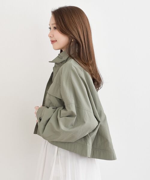 rps（アールピーエス）の「スタンドショートナイロンジャケット（ナイロンジャケット・レディース・アイボリー/ライトカーキ/ブラック/ベージュ・フリー）」の6枚目の写真