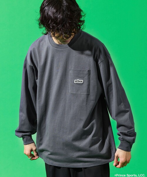 FREAK'S STORE（フリークスストア）の「prince/プリンス prince ワンポイントロゴ ロングスリーブ ポケットTシャツ（Tシャツ/カットソー・メンズ・チャコールグレー/オフホワイト/グリーン/イエロー/ブラック/ホワイト・MEDIUM/LARGE）」の13枚目の写真
