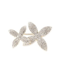 ツインフラワービジューブローチ