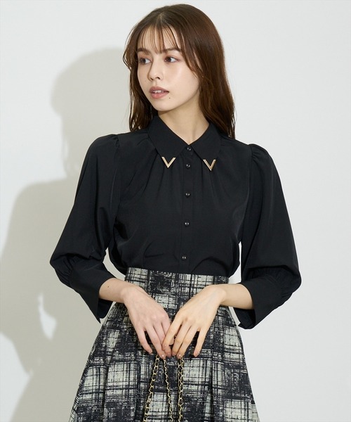 SWINGLE（スウィングル）の「アートチェックタックフレアスカート（スカート・レディース・ライトグレー/カーキ/ブラック・MEDIUM/SMALL）」の4枚目の写真