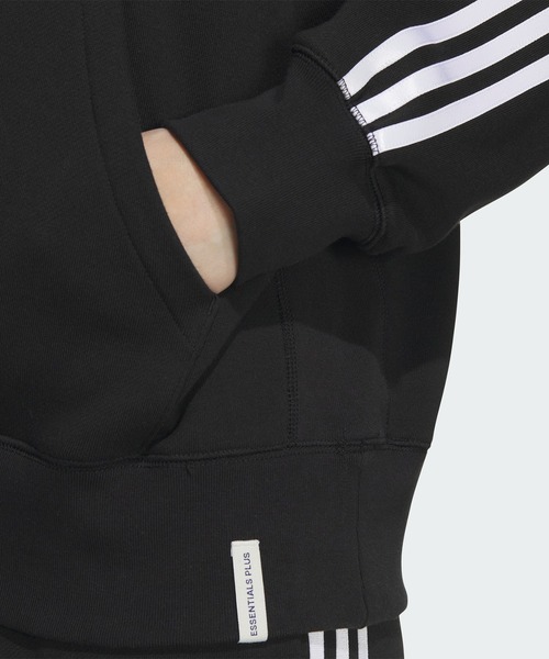 adidas（アディダス）の「エッセンシャルズ プラス スリーストライプス フレンチテリー パーカー / アディダス adidas（パーカー・レディース・グレー/ブラック/ホワイト/ピンク/グリーン・LARGE/MEDIUM/SMALL/X-LARGE/XX-LARGE）」の15枚目の写真