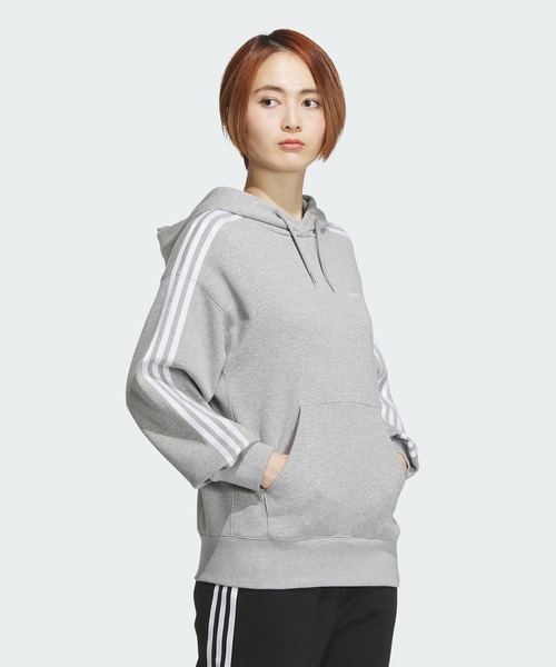 adidas（アディダス）の「エッセンシャルズ プラス スリーストライプス フレンチテリー パーカー / アディダス adidas（パーカー・レディース・グレー/ブラック/ホワイト/ピンク/グリーン・LARGE/MEDIUM/SMALL/X-LARGE/XX-LARGE）」の17枚目の写真