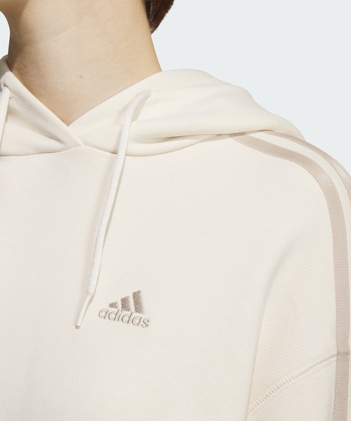 adidas（アディダス）の「エッセンシャルズ プラス スリーストライプス フレンチテリー パーカー / アディダス adidas（パーカー・レディース・グレー/ブラック/ホワイト/ピンク/グリーン・LARGE/MEDIUM/SMALL/X-LARGE/XX-LARGE）」の8枚目の写真
