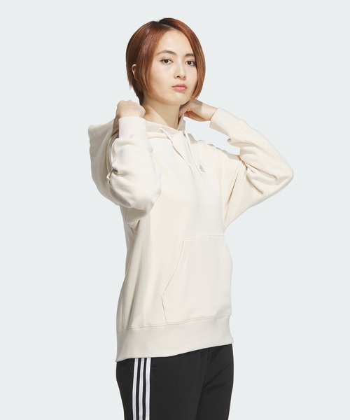 adidas（アディダス）の「エッセンシャルズ プラス スリーストライプス フレンチテリー パーカー / アディダス adidas（パーカー・レディース・グレー/ブラック/ホワイト/ピンク/グリーン・LARGE/MEDIUM/SMALL/X-LARGE/XX-LARGE）」の7枚目の写真