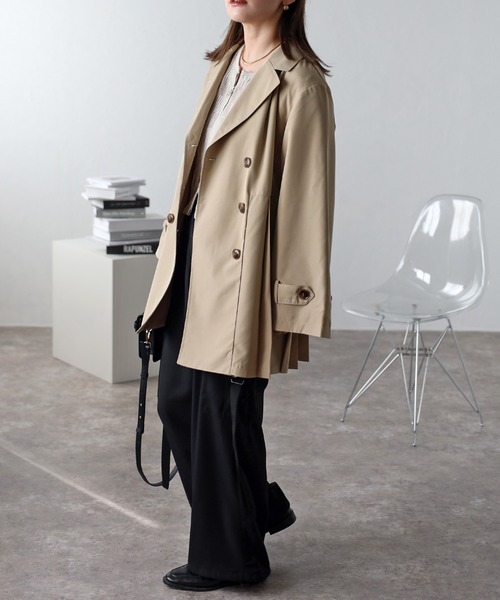 ap retro(アプレトロ)の「バックプリーツトレンチコート(トレンチコート・レディース・ベージュ/ブラック・FREE)」の21枚目の写真