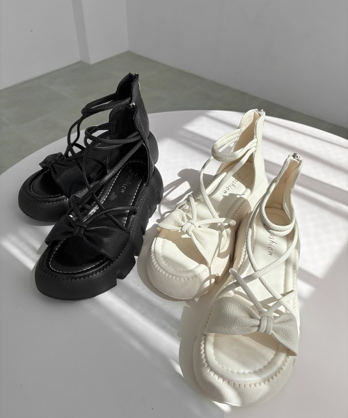 Miniministore（ミニミニストア）の「ストラップサンダル レディース軽量厚底靴（サンダル・レディース・ブラック/アイボリー・24.5cm/24.0cm/23.5cm/23.0cm/22.5cm/25.0cm）」の9枚目の写真