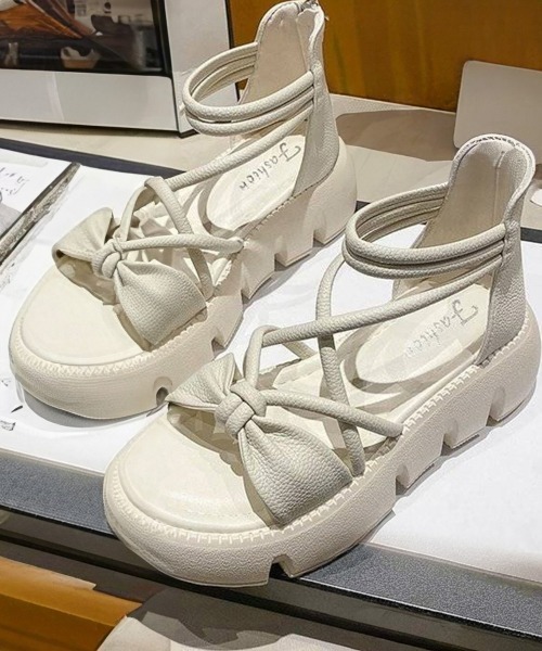 Miniministore（ミニミニストア）の「ストラップサンダル レディース軽量厚底靴（サンダル・レディース・ブラック/アイボリー・24.5cm/24.0cm/23.5cm/23.0cm/22.5cm/25.0cm）」の10枚目の写真