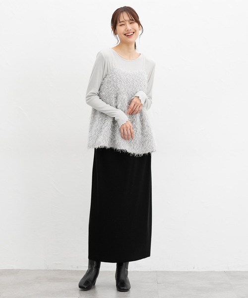 Honeys(ハニーズ)の「セルフカットスカート【WEB限定】(スカート・レディース・スミクロ/ライトベージュ/ブラック/レッド/ブルー/ブラウン/グリーン・LL/L/M/S/3L)」の12枚目の写真