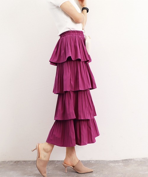 Miniministore（ミニミニストア）の「ティアードスカート プリーツ 韓国 春夏（スカート・レディース・ブラック/ホワイト/イエロー/グリーン/パープル・FREE）」の20枚目の写真