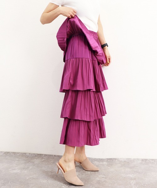 Miniministore（ミニミニストア）の「ティアードスカート プリーツ 韓国 春夏（スカート・レディース・ブラック/ホワイト/イエロー/グリーン/パープル・FREE）」の21枚目の写真