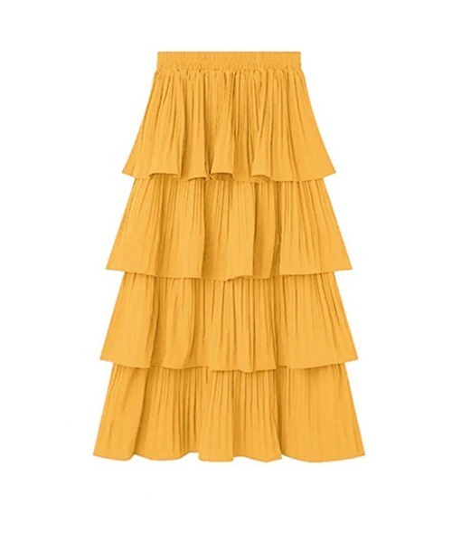 Miniministore（ミニミニストア）の「ティアードスカート プリーツ 韓国 春夏（スカート・レディース・ブラック/ホワイト/イエロー/グリーン/パープル・FREE）」の7枚目の写真