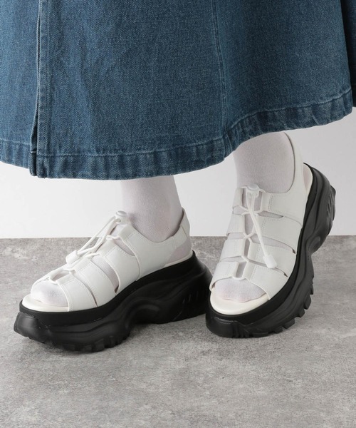 RAGEBLUE（レイジブルー）の「レースアップ/ボリュームソールスポーツサンダル（サンダル・レディース・ブラック/その他35/ホワイト・MEDIUM/LARGE）」の3枚目の写真