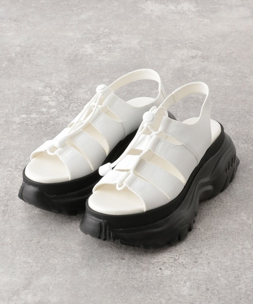 RAGEBLUE（レイジブルー）の「レースアップ/ボリュームソールスポーツサンダル（サンダル・レディース・ブラック/その他35/ホワイト・MEDIUM/LARGE）」の8枚目の写真