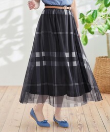 チュールレースチェックスカート