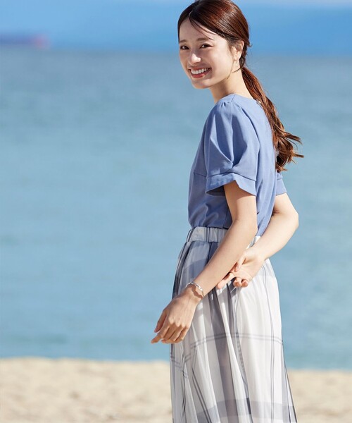 Tiaclasse（ティアクラッセ）の「チュールレースチェックスカート（スカート・レディース・アイボリー/ブラック/ブルー・L/M）」の14枚目の写真