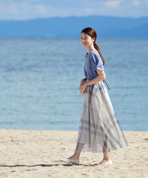 Tiaclasse（ティアクラッセ）の「チュールレースチェックスカート（スカート・レディース・アイボリー/ブラック/ブルー・L/M）」の17枚目の写真