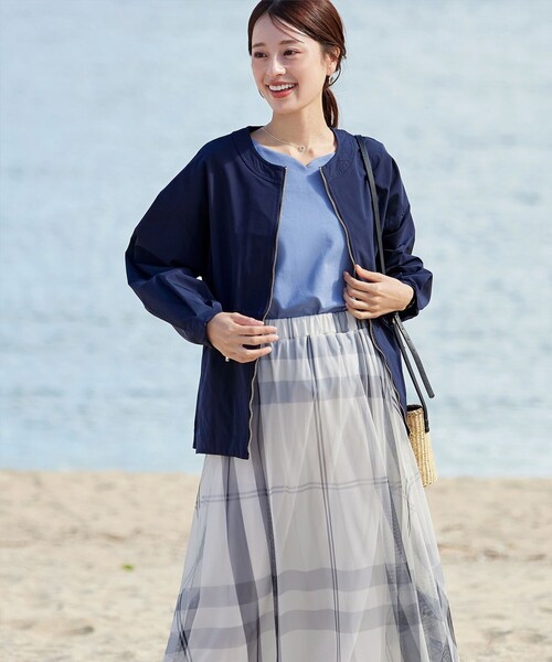 Tiaclasse（ティアクラッセ）の「チュールレースチェックスカート（スカート・レディース・アイボリー/ブラック/ブルー・L/M）」の18枚目の写真