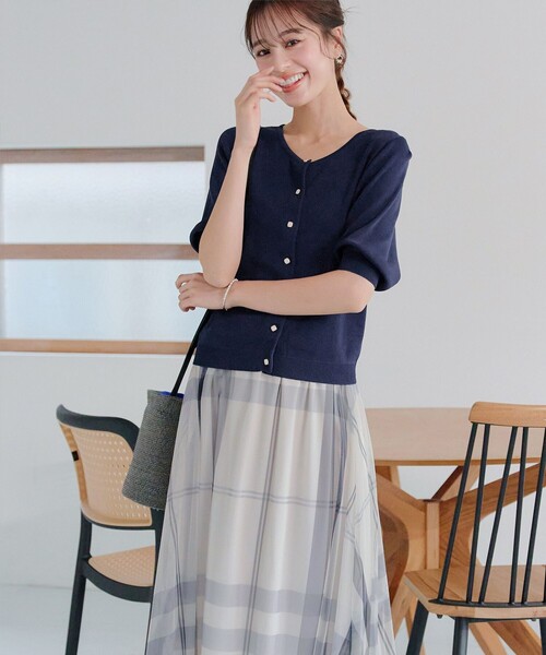 Tiaclasse（ティアクラッセ）の「チュールレースチェックスカート（スカート・レディース・アイボリー/ブラック/ブルー・L/M）」の20枚目の写真