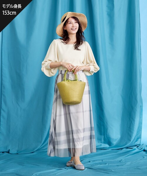 Tiaclasse（ティアクラッセ）の「チュールレースチェックスカート（スカート・レディース・アイボリー/ブラック/ブルー・L/M）」の4枚目の写真