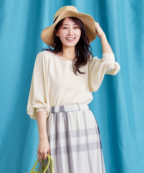 Tiaclasse（ティアクラッセ）の「チュールレースチェックスカート（スカート・レディース・アイボリー/ブラック/ブルー・L/M）」の5枚目の写真