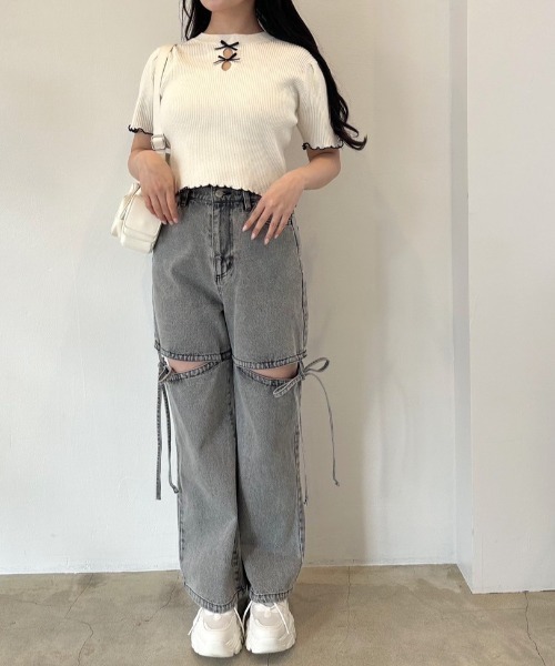 OLIVE des OLIVE（オリーブデオリーブ）の「胸開きニット　1041050220（ニット/セーター・レディース・ブラック/レッド/オフホワイト・FREE）」の17枚目の写真