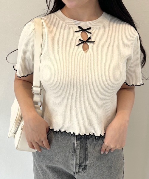 OLIVE des OLIVE（オリーブデオリーブ）の「胸開きニット　1041050220（ニット/セーター・レディース・ブラック/レッド/オフホワイト・FREE）」の14枚目の写真