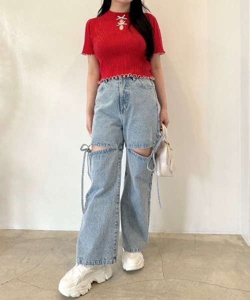 OLIVE des OLIVE（オリーブデオリーブ）の「胸開きニット　1041050220（ニット/セーター・レディース・ブラック/レッド/オフホワイト・FREE）」の22枚目の写真