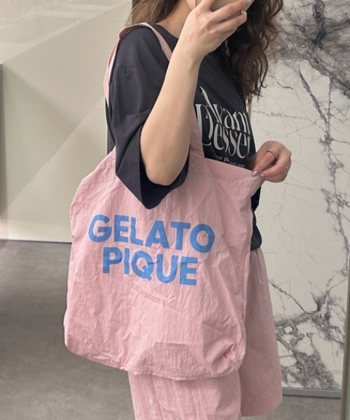 GELATO PIQUE ロゴ入りトートバッグ gelato pique ジェラートピケ ロゴ トートバッグ ピンク - メルカリ
