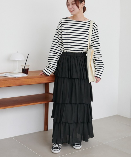 DISCOAT（ディスコート）の「【WEB限定】細見えティアードスカート