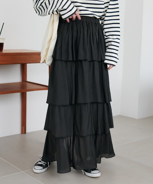 DISCOAT（ディスコート）の「【WEB限定】細見えティアードスカート
