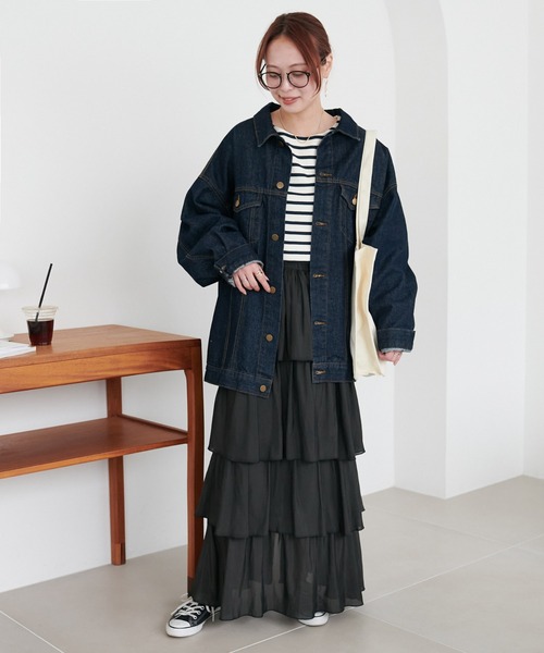 DISCOAT（ディスコート）の「【WEB限定】細見えティアードスカート（スカート・レディース・ブラック/オフホワイト/ライトグレー・FREE）」の13枚目の写真