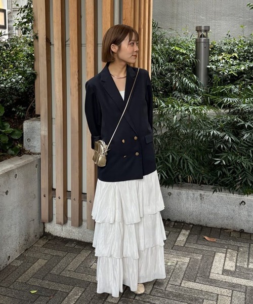 DISCOAT（ディスコート）の「【WEB限定】細見えティアードスカート（スカート・レディース・ブラック/オフホワイト/ライトグレー・FREE）」の18枚目の写真