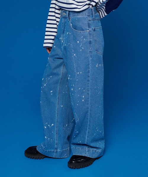 ONCILY（オンシェリー）の「PAINTER WIDE DENIM PANTS / ペインターワイドデニムパンツ（デニムパンツ・メンズ・ライトインディゴブルー/ブラック/グレー/ブルー・SMALL/LARGE/MEDIUM）」の6枚目の写真