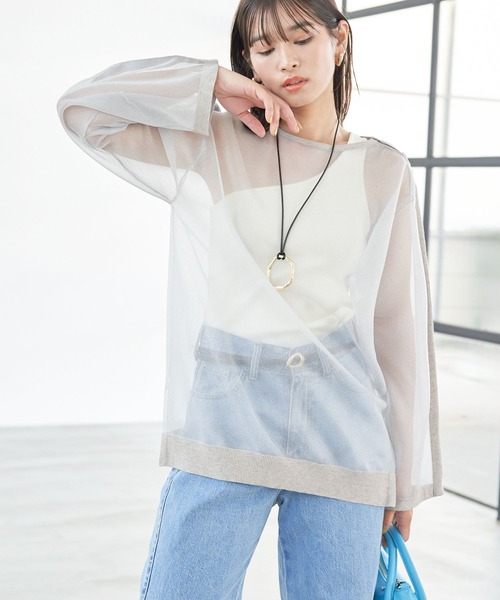 VIS（ビス）の「ショルダーラインツヤシアーニットプルオーバー（シャツ/ブラウス・レディース・ホワイト系その他5/ライトグレー/ライトグリーン・FREE）」の3枚目の写真