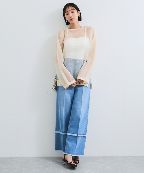 VIS（ビス）の「ショルダーラインツヤシアーニットプルオーバー（シャツ/ブラウス・レディース・ホワイト系その他5/ライトグレー/ライトグリーン・FREE）」の6枚目の写真