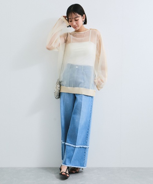 VIS（ビス）の「ショルダーラインツヤシアーニットプルオーバー（シャツ/ブラウス・レディース・ホワイト系その他5/ライトグレー/ライトグリーン・FREE）」の7枚目の写真