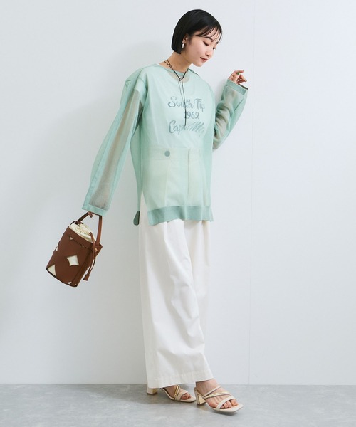 VIS（ビス）の「ショルダーラインツヤシアーニットプルオーバー（シャツ/ブラウス・レディース・ホワイト系その他5/ライトグレー/ライトグリーン・FREE）」の8枚目の写真