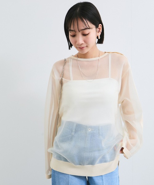 VIS（ビス）の「ショルダーラインツヤシアーニットプルオーバー（シャツ/ブラウス・レディース・ホワイト系その他5/ライトグレー/ライトグリーン・FREE）」の10枚目の写真