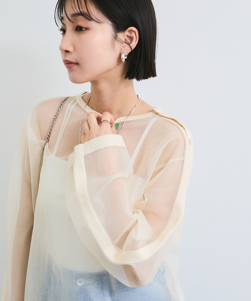 VIS（ビス）の「ショルダーラインツヤシアーニットプルオーバー（シャツ/ブラウス・レディース・ホワイト系その他5/ライトグレー/ライトグリーン・FREE）」の11枚目の写真