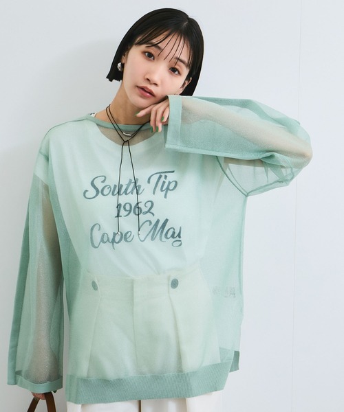 VIS（ビス）の「ショルダーラインツヤシアーニットプルオーバー（シャツ/ブラウス・レディース・ホワイト系その他5/ライトグレー/ライトグリーン・FREE）」の13枚目の写真