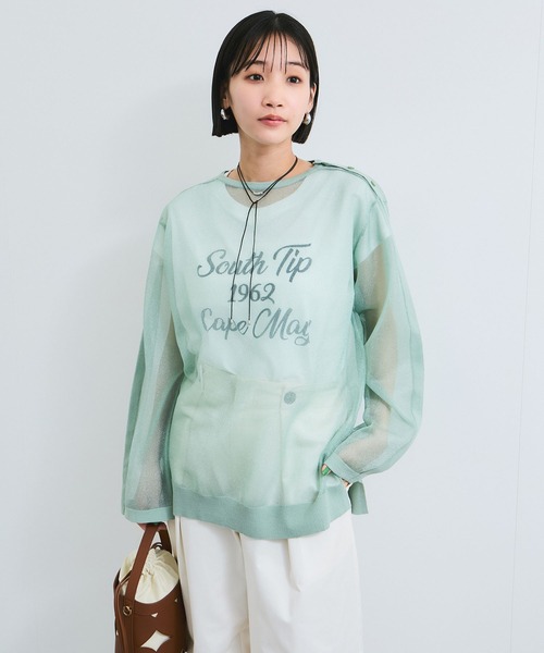 VIS（ビス）の「ショルダーラインツヤシアーニットプルオーバー（シャツ/ブラウス・レディース・ホワイト系その他5/ライトグレー/ライトグリーン・FREE）」の14枚目の写真