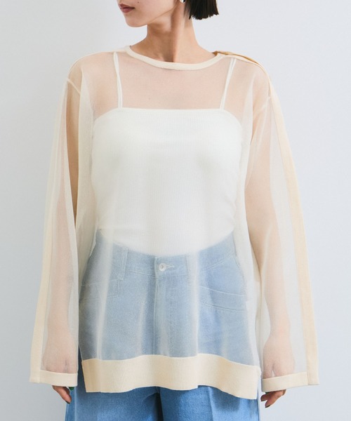 VIS（ビス）の「ショルダーラインツヤシアーニットプルオーバー（シャツ/ブラウス・レディース・ホワイト系その他5/ライトグレー/ライトグリーン・FREE）」の16枚目の写真