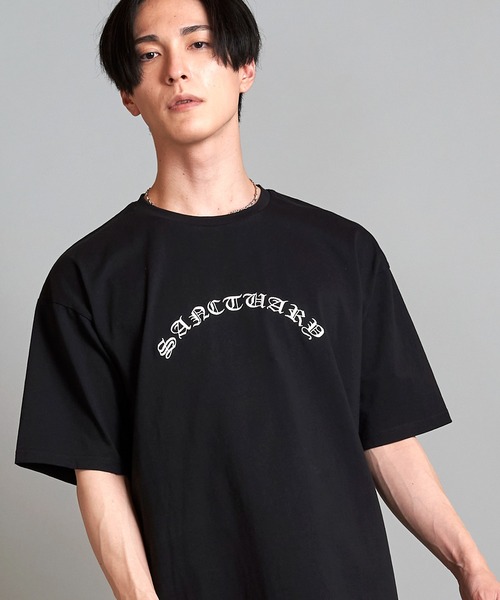 NO ID.(ノーアイディ)の「【NO ID.】Sanctuary Embroidery Big T-shirt / サンクチュアリ 刺繍 ビッグ Tシャツ(Tシャツ/カットソー・メンズ・ブラウン/ホワイト/ブラック・ONE SIZE)」の2枚目の写真