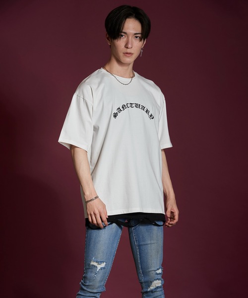 NO ID.(ノーアイディ)の「【NO ID.】Sanctuary Embroidery Big T-shirt / サンクチュアリ 刺繍 ビッグ Tシャツ(Tシャツ/カットソー・メンズ・ブラウン/ホワイト/ブラック・ONE SIZE)」の13枚目の写真